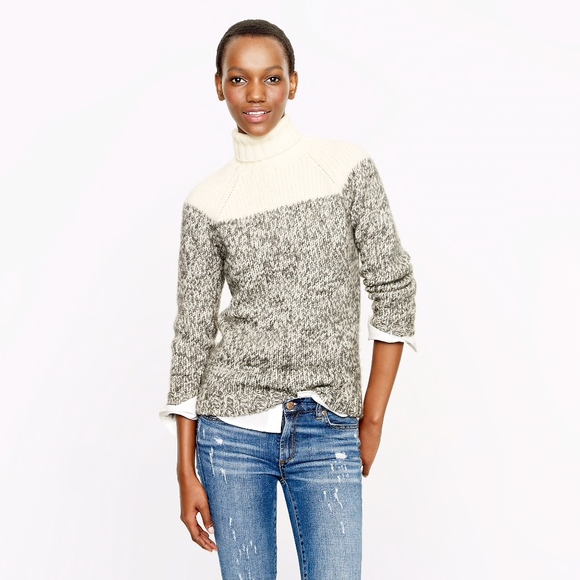 J. Crew Colorblock Wool Turtleneck Sweater - Picture 2 of 5